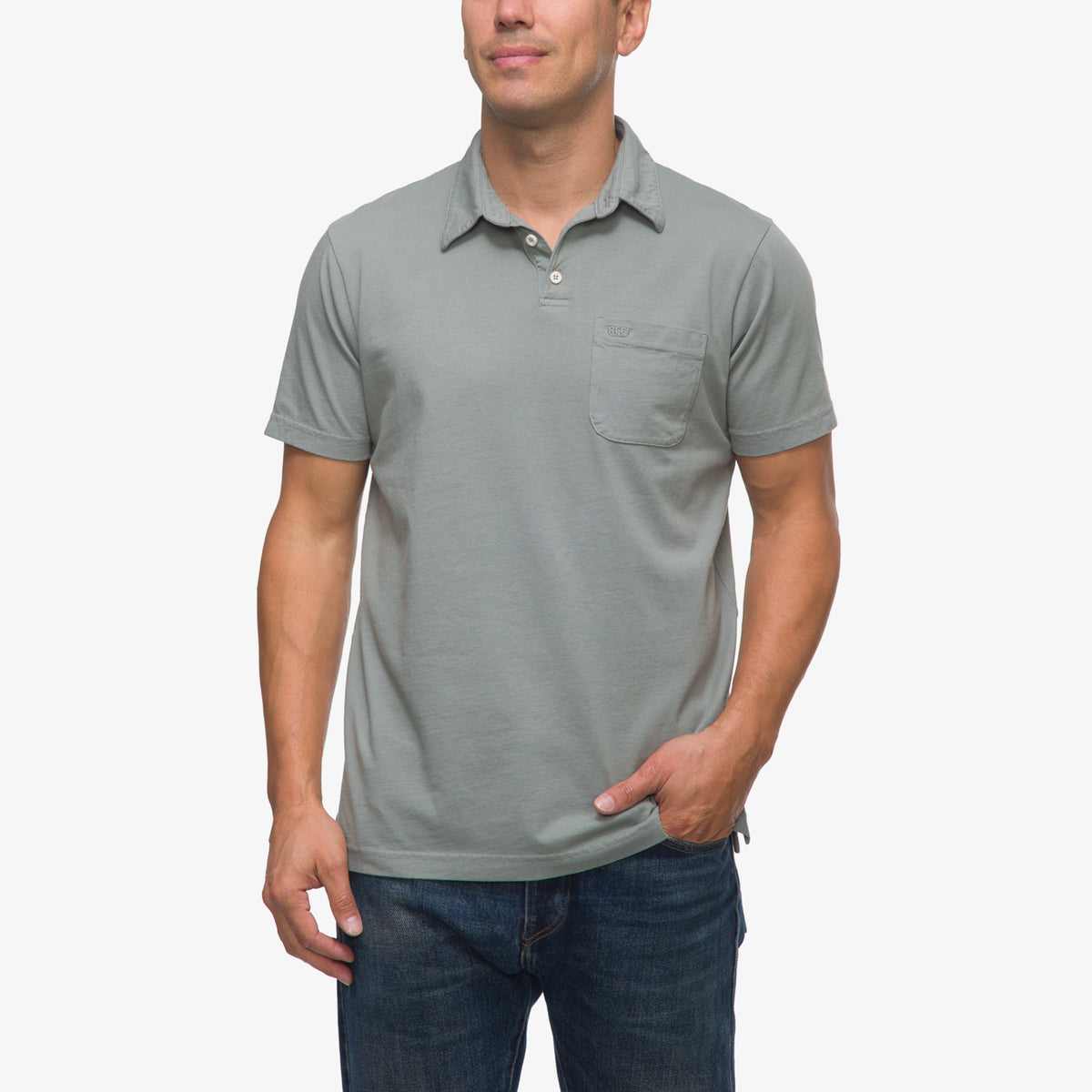 Walker Short Sleeve Polo - Chinois Green - Front View