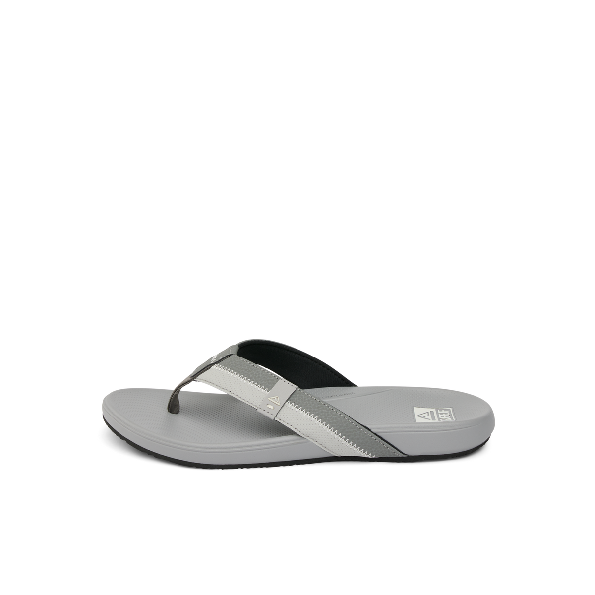 Cushion Phantom 2.0 right-facing grey sandal with anatomical arch support and soft-rebound cushioning close-up