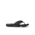 Cushion Fanning black flip flop sandal facing right with arch support and soft cushioning, designed for beach comfort.