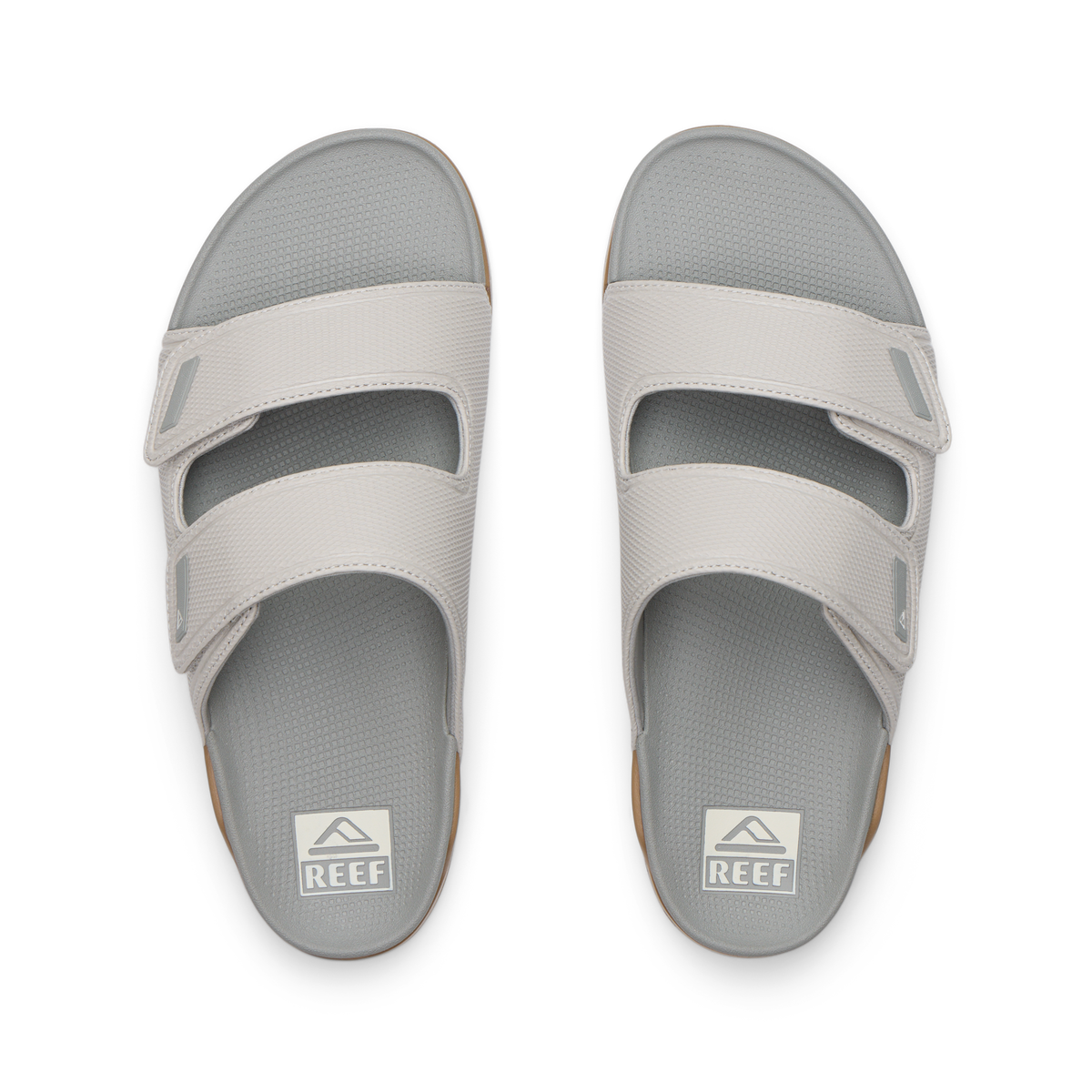 Top view of Phantom Tradewind men's sandals in dove tobacco color with adjustable straps and comfort footbeds.