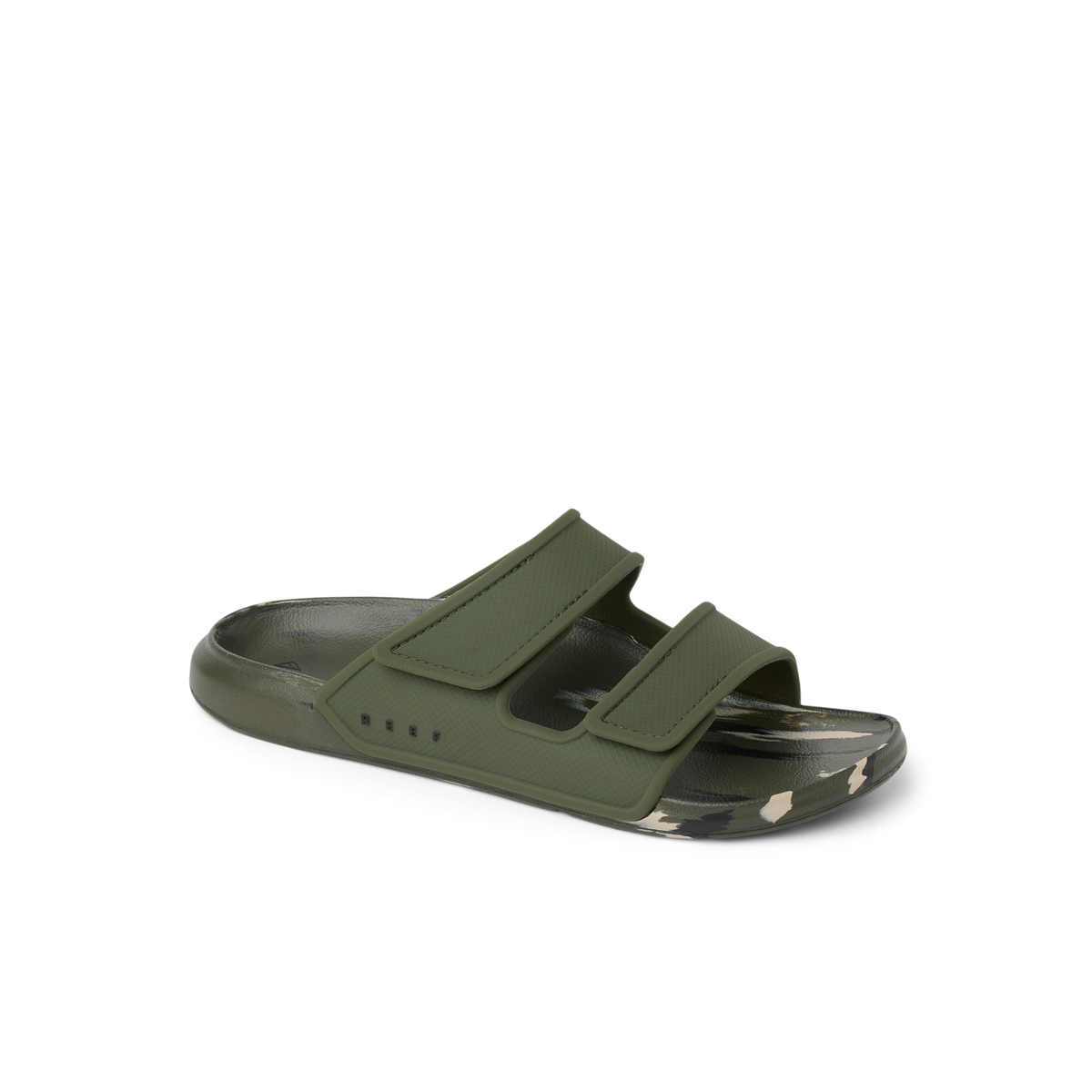 Oasis Adapt sandal facing right, men's green sandal with adjustable straps and cushioned water-friendly footbed.