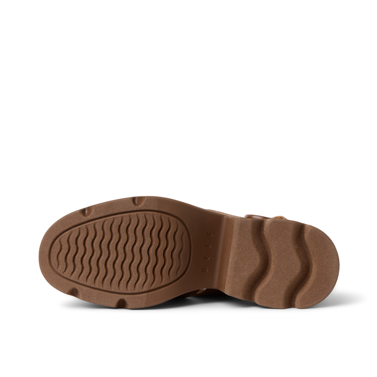 Vista Luxe Lucie women's shoe showing the brown sole with wave-patterned grip, highlighting comfort and durability.