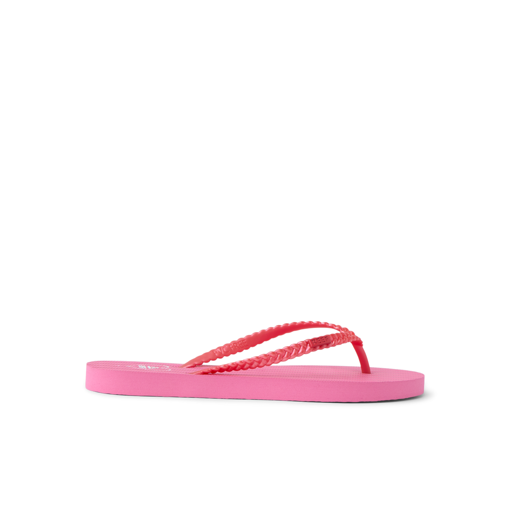 Seaside Twist women's pink sandal facing right with soft cushioning and anatomical arch support, beach-inspired comfort design.