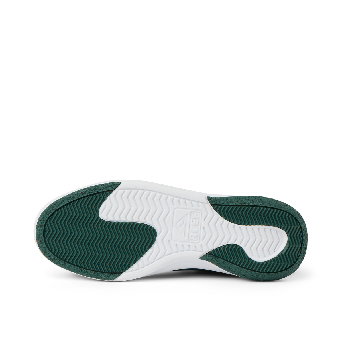 Shoreline Del Mar men's shoe outsole facing up, highlighting durable, water-friendly sandal sole with arch support and cushioning.