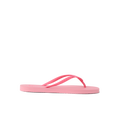Seaside Square Toe pink women's flip flop facing left, close-up side view showing lightweight, cushioned sole and straps