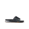 Fanning + Slide facing right, black and grey men's water-friendly slide with oversized airbag heel and extra cushioning