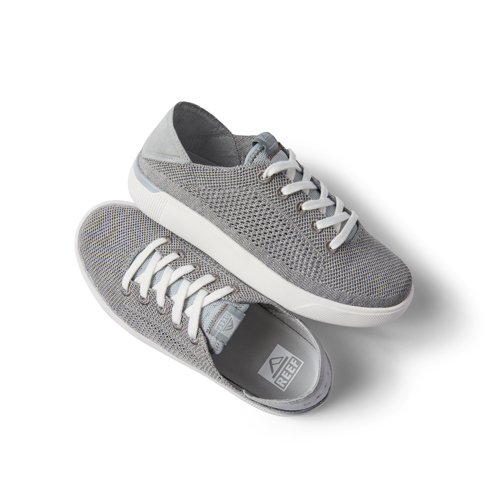 Kids Neptune grey mesh sneakers for kids facing right, showcasing lightweight comfort and anatomical arch support.