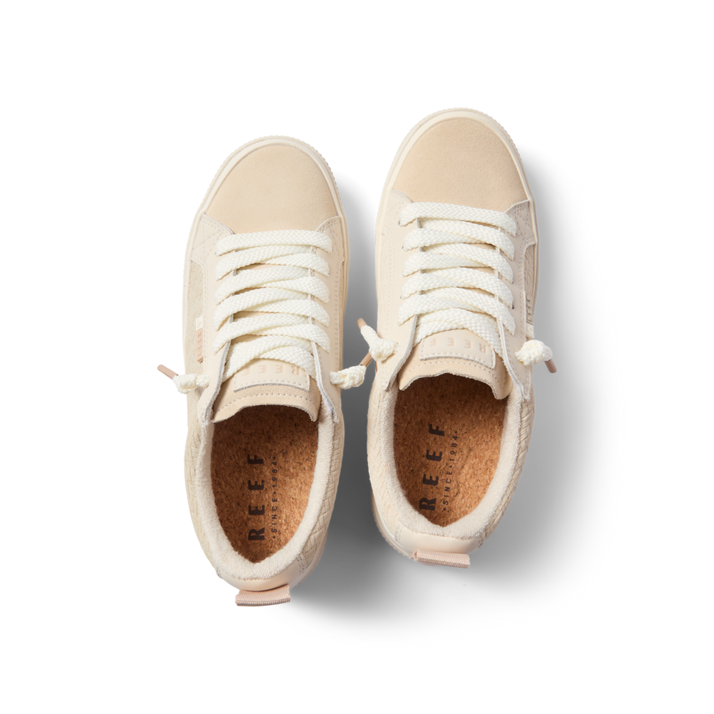 Top view of Lay Day Dawn women's sneakers facing forward with cushioned insoles and beach-inspired comfort design.