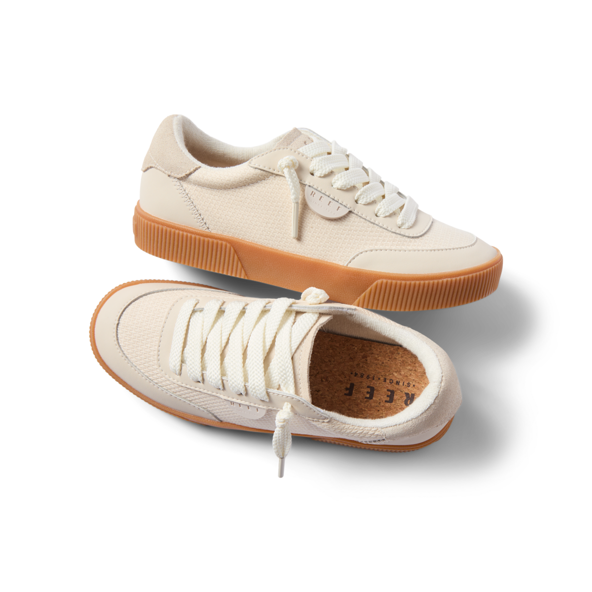 Lay Day Seas women's shoes with right side view and top view showing cushioned sole and breathable fabric design