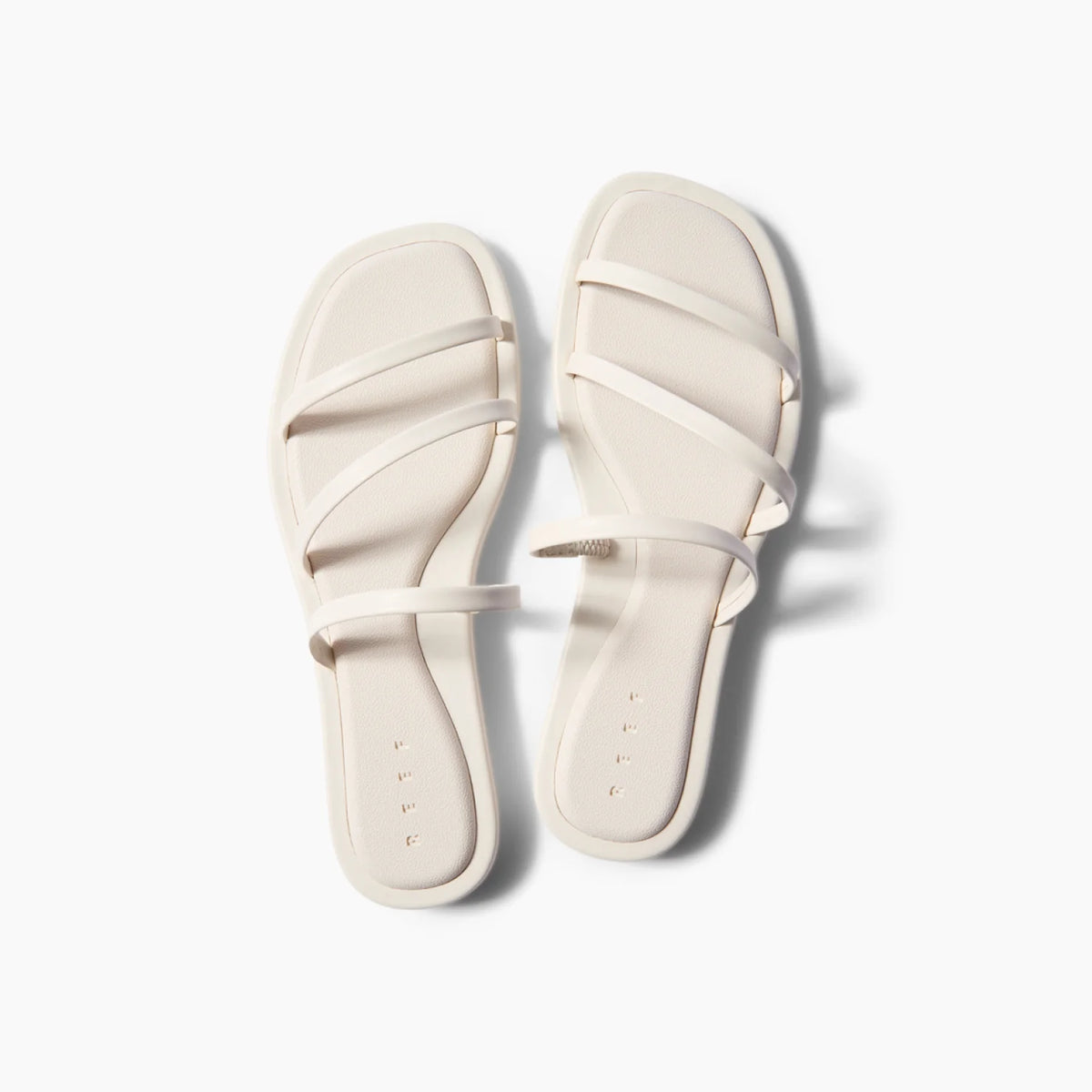 Willow Ava women's white sandals top view with multiple straps, beach-inspired design, and soft footbed comfort.