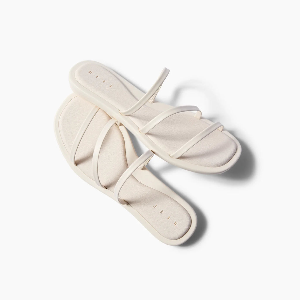 Willow Ava women's sandals in white, top view showing front facing straps, surf-inspired comfort and arch support design.
