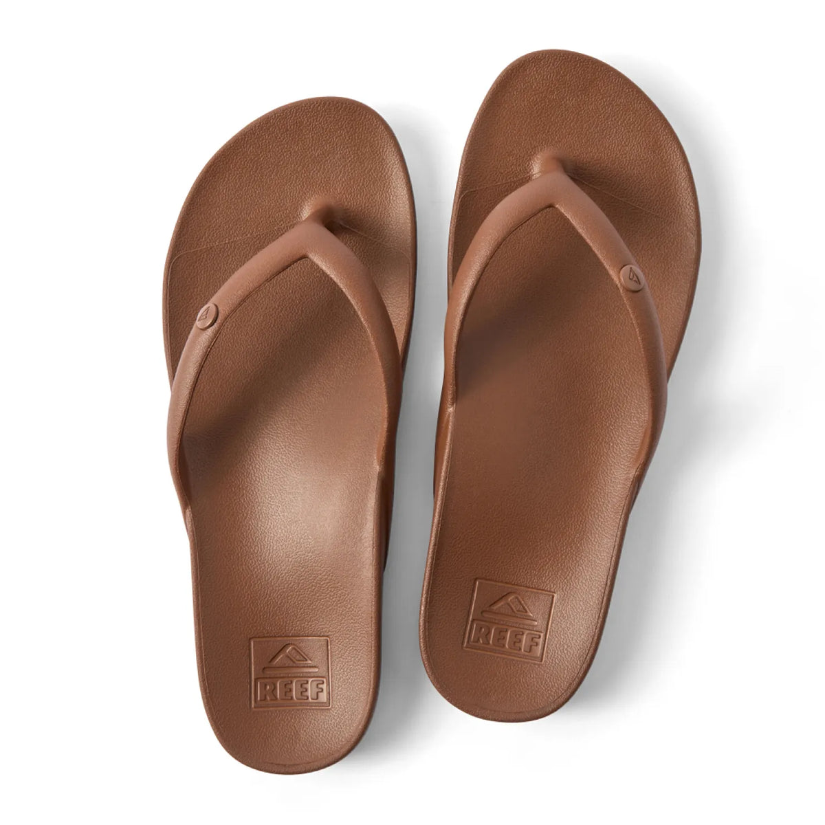 Vista Vay-Cay brown sandals top view facing up, showing soft-rebound cushioning and anatomical arch support for comfort.